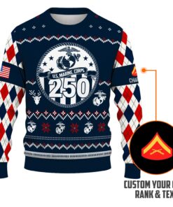 Custom Ranks And Text USMC Ugly Christmas Sweater for Women Men JUST05
