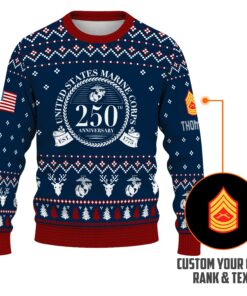 Custom Ranks And Text USMC Ugly Christmas Sweater for Women Men JUST01