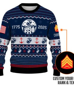 Custom Ranks And Text USMC Ugly Christmas Sweater for Women Men JUST03