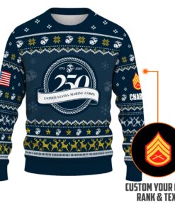 Custom Ranks And Text USMC Ugly Christmas Sweater for Women Men JUST02