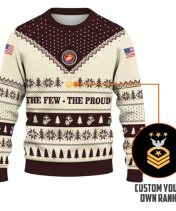 Custom Ranks USMC Ugly Christmas Sweater for Women Men TUST05