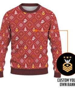 Custom Ranks USMC Ugly Christmas Sweater for Women Men TUST03