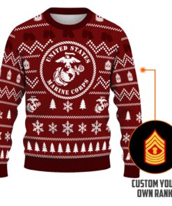 Custom Ranks USMC Ugly Christmas Sweater for Women Men TUST01