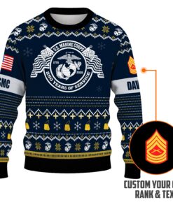 Custom Ranks And Text USMC Ugly Christmas Sweater for Women Men JUST04