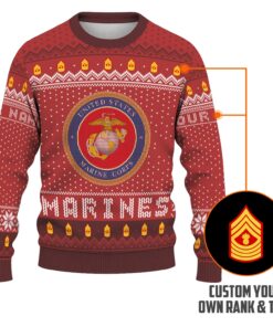 Custom Ranks And Text USMC Ugly Christmas Sweater for Women Men TUST04