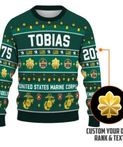 Custom Ranks And Text USMC Ugly Christmas Sweater for Women Men KAUST03