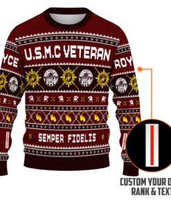 Custom Ranks And Text USMC Ugly Christmas Sweater for Women Men KAUST06