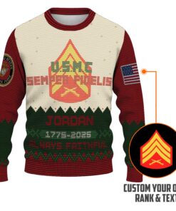Custom Ranks And Text USMC Ugly Christmas Sweater for Women Men KAUST07