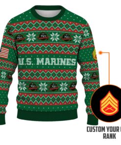 Custom Ranks USMC Ugly Christmas Sweater for Women Men KRUST09