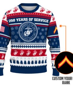 Custom Ranks USMC Ugly Christmas Sweater for Women Men KRUST03