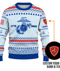 Custom Ranks And Text USMC Ugly Christmas Sweater for Women Men KRUST02