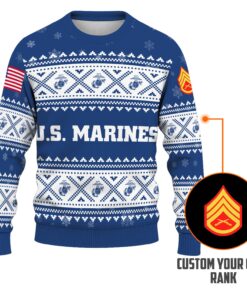Custom Ranks USMC Ugly Christmas Sweater for Women Men KRUST05