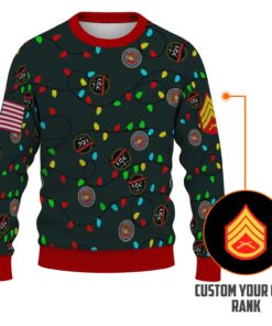 Custom Ranks USMC Ugly Christmas Sweater for Women Men KRUST07