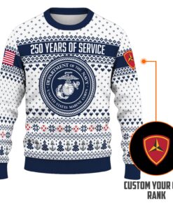 Custom Ranks USMC Ugly Christmas Sweater for Women Men KRUST06